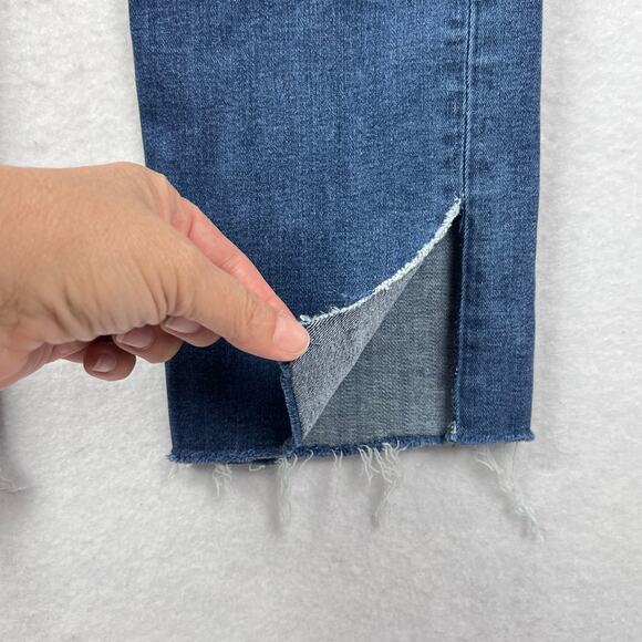 Hudson Bacara Straight Flood Split Raw Cuff Flap Pockets Women's Blue Jeans 27 - Picture 10 of 15